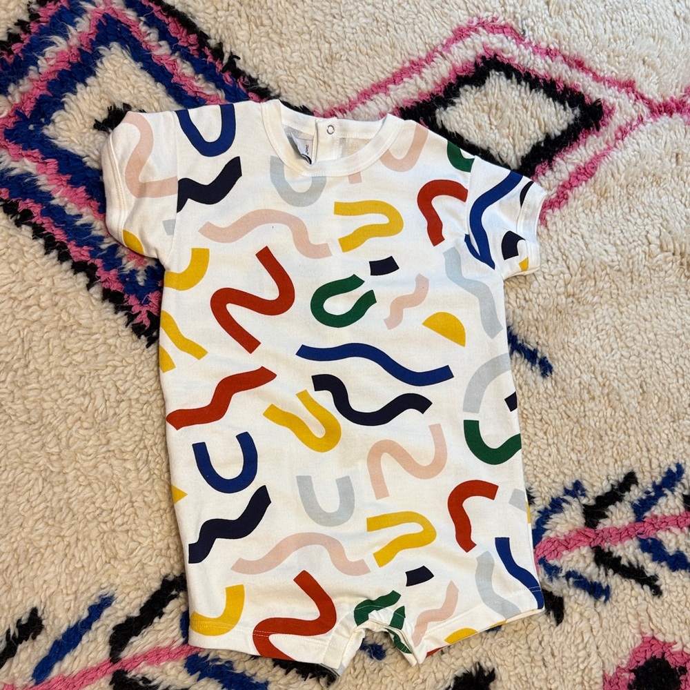Petit Bateau Colorful Abstract Pattern Baby Romper